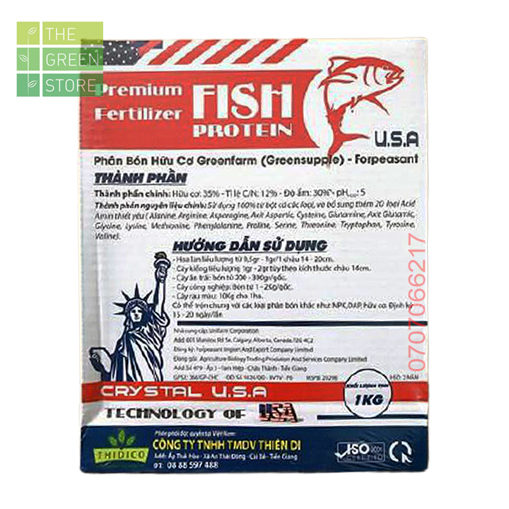 1kg Phân bón đạm cá hữu cơ tan chậm USA nhập khẩu cho hoa lan, hoa hồng, mai vàng, cây cảnh, rau màu, cây ăn trái