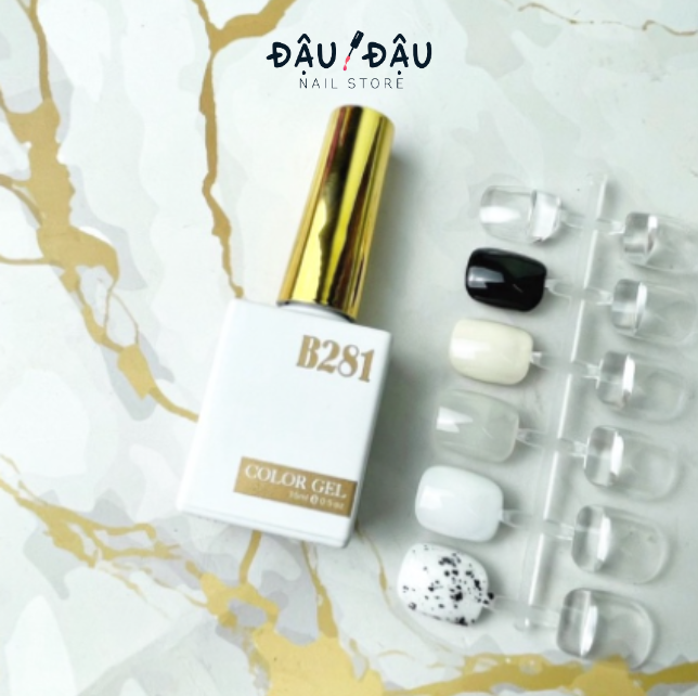 Sơn gel B281 đen, trắng, nước gạo, trắng sữa, trứng cút - Chai 15ml