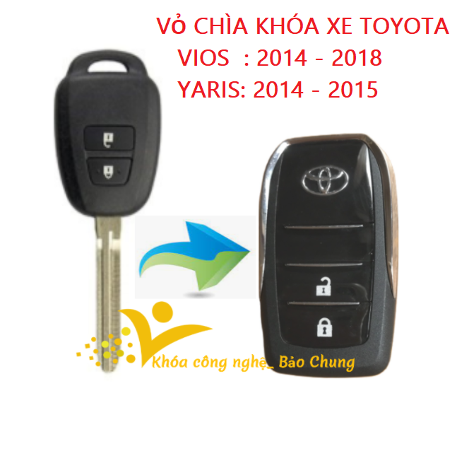 Vỏ chìa khóa xe yaris, vios loại 2 nút liền