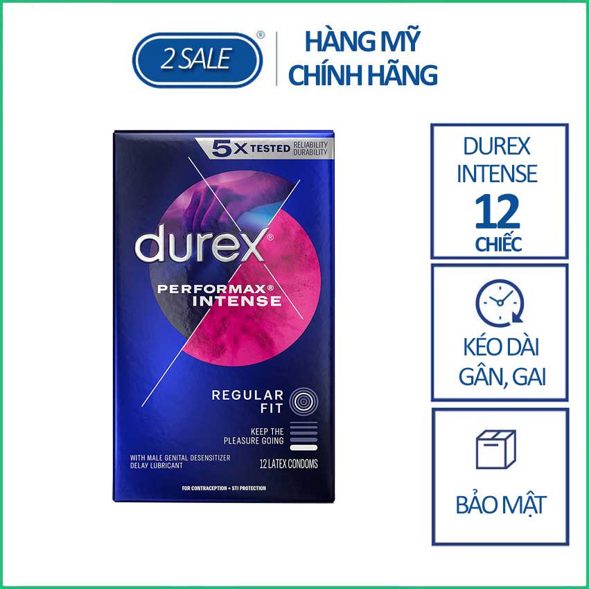Bao cao su gân, gai, kéo dài thời gian quan hệ Durex Performax Intense