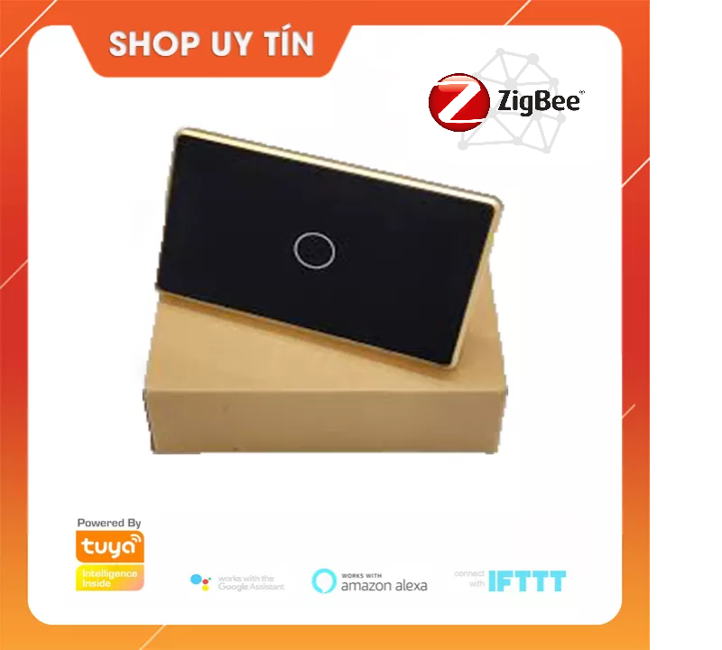 Bh 6 tháng - Công Tắc Thông Minh Zigbee Tuya Smart 1 Nút Cảm Ứng Mặt Kính Hình Chữ Nhật