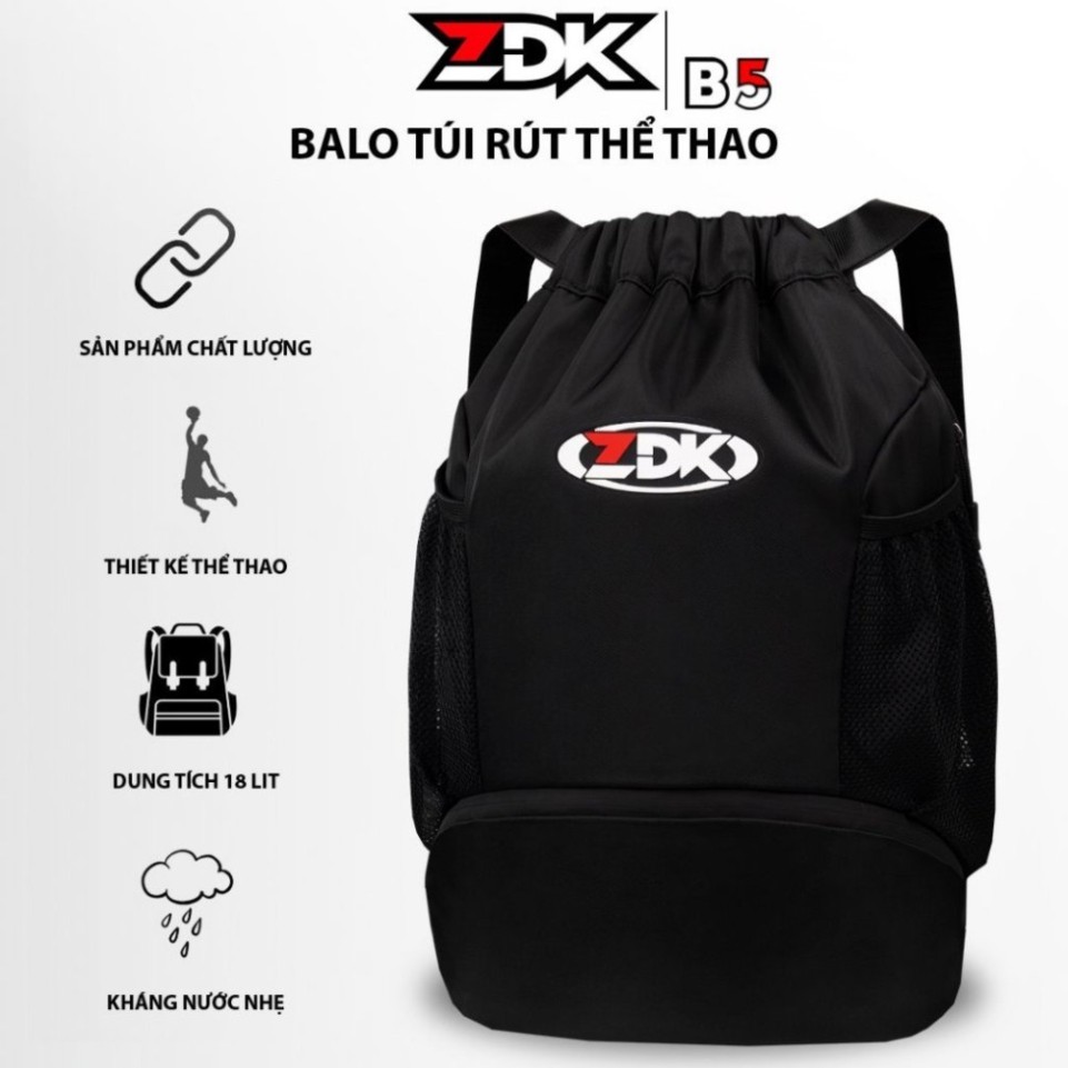Balo Túi Rút Thể Thao ZDK B5 Có Ngăn Đựng Giày, Chống Nước Nhẹ, Dây Đeo Chắc Chắn, Dung Tích 18L