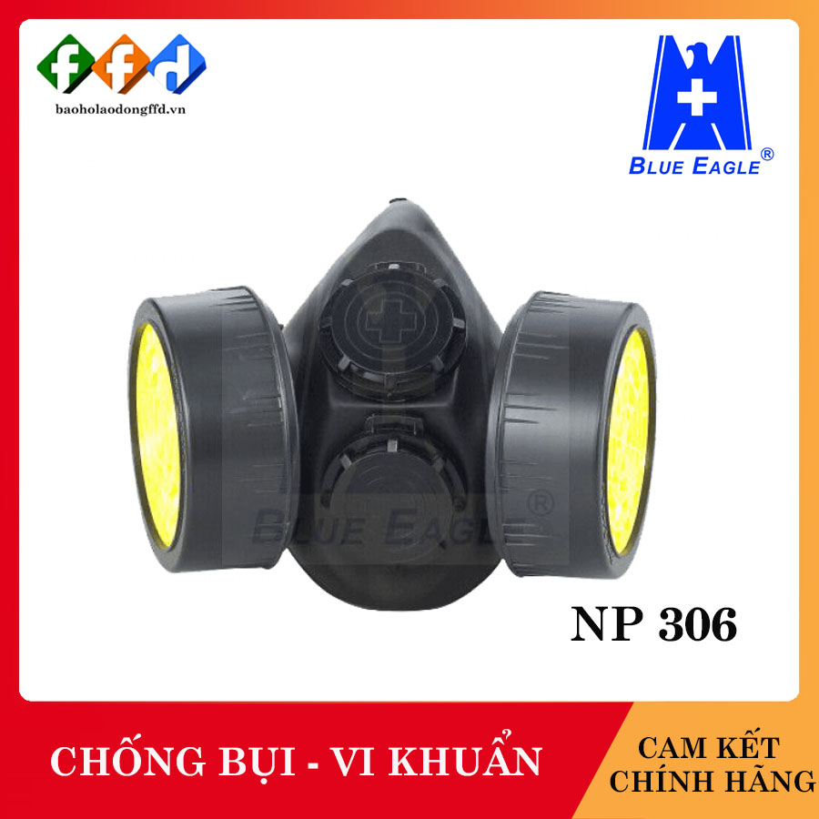 Bộ mặt nạ phòng độc 3 món: 1 mặt nạ blue eagle np 306, 2 phin lọc rc 203, chống bụi, phòng độc, bảo vệ hô hấp