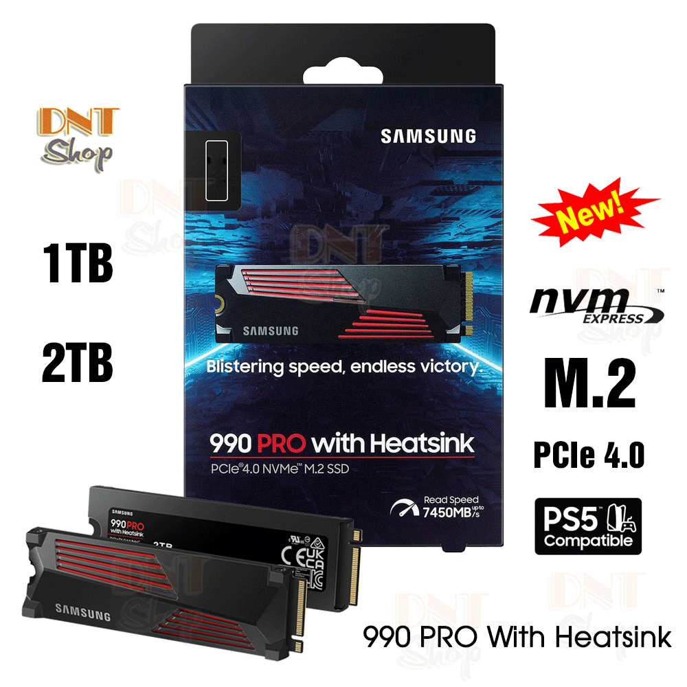 Ổ Cứng SSD Samsung 990 PRO 1TB 2TB With Heatsink PCIe Gen 4.0 x4 NVMe V-NAND M.2 2280 - Bảo Hành 5 Năm