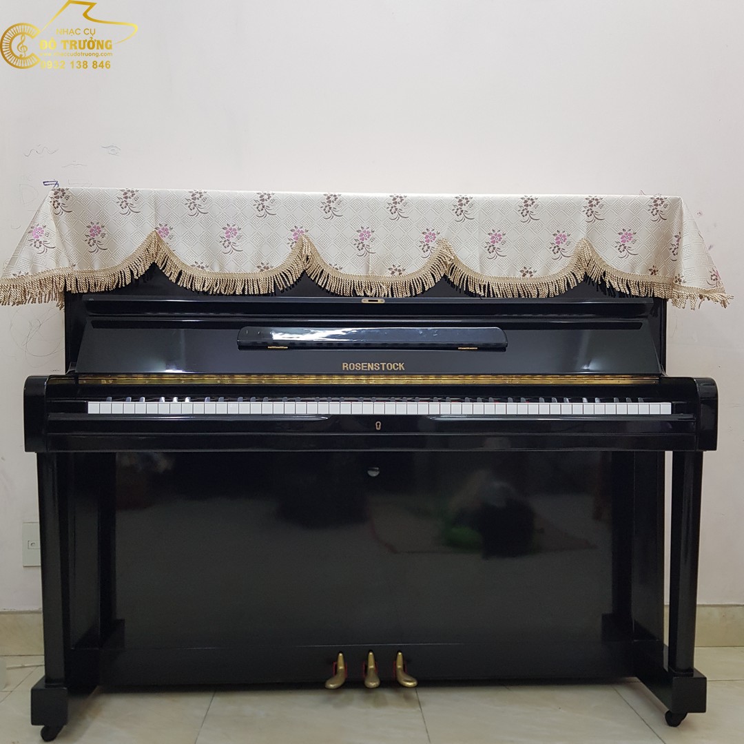 Khăn phủ đàn Piano cơ mẫu hoa hồng nâu