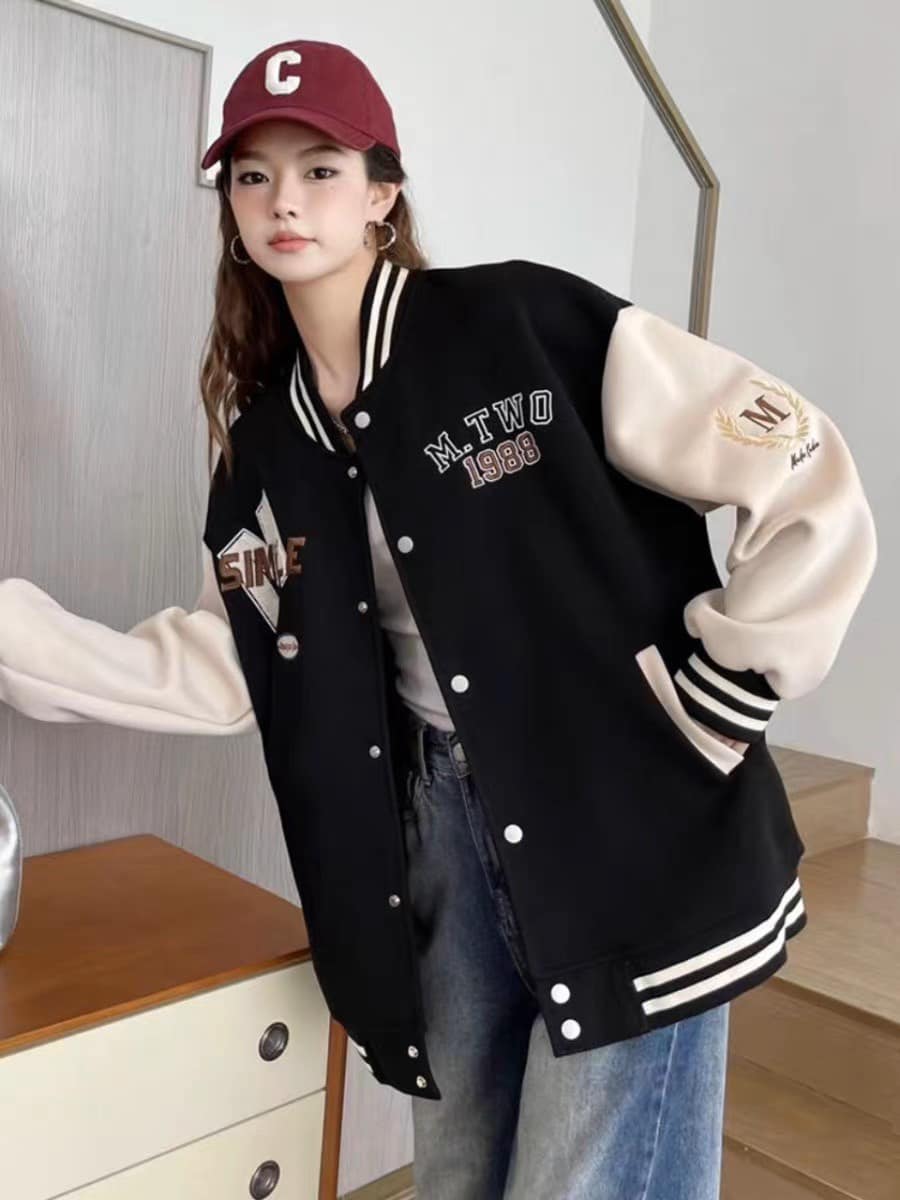 Áo Khoác Bomber Nỉ Nam Nữ Unisex Form Rộng Chất Bao Đẹp Dày Dặn Thời Trang Thu Đông Oversize, Áo khoác ngoài - 1989