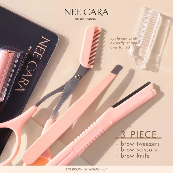 Bộ dao cạo chân mày nhíp và kéo nee cara eyebrow shaping set n209