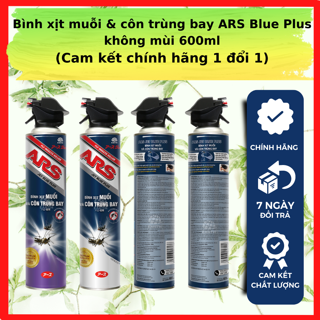 Bình xịt muỗi & côn trùng bay ARS Blue Plus không mùi 600ml