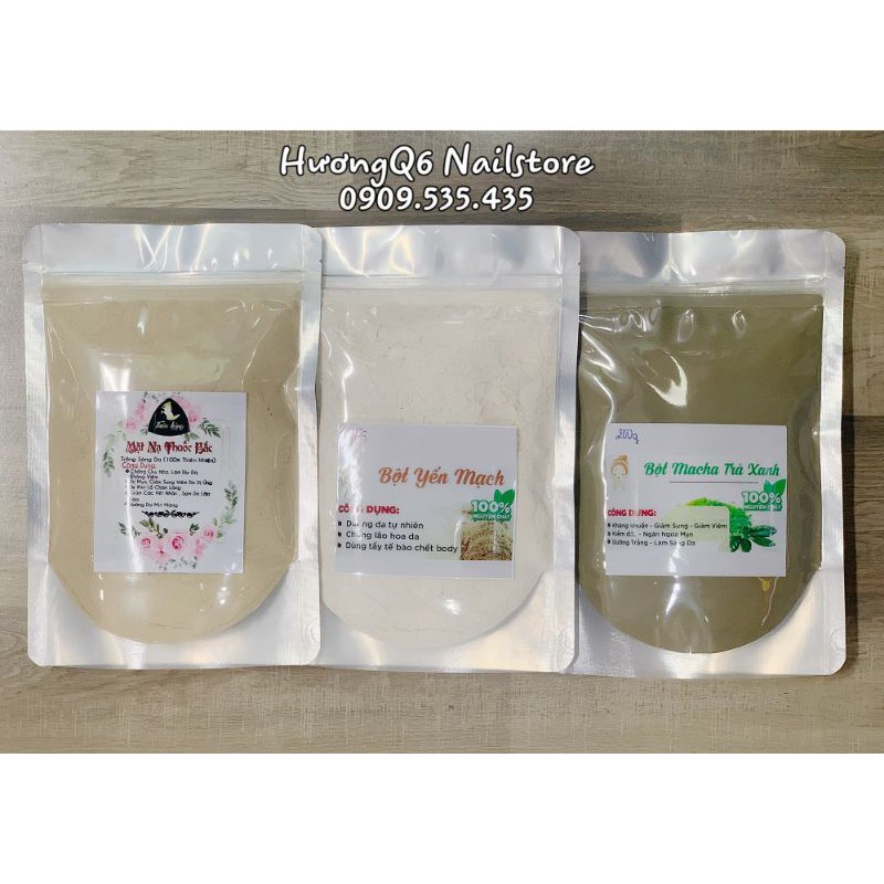 Bột mặt nạ lá trà xanh, yến mạch handmade