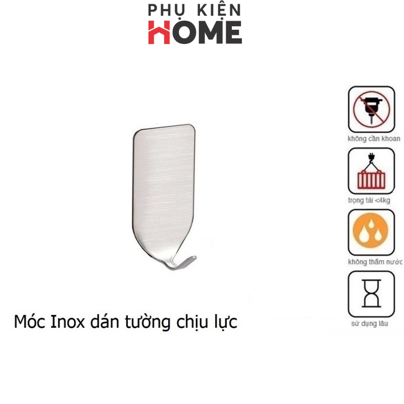 Móc Dán Tường Chịu Lực Siêu Bền, Móc Inox Siêu Dính Treo Đồ Dùng Gia Đình Giá Rẻ, Siêu Chắc Chắn Không Cần Khoan Đục. Phụ Kiện Home 2001