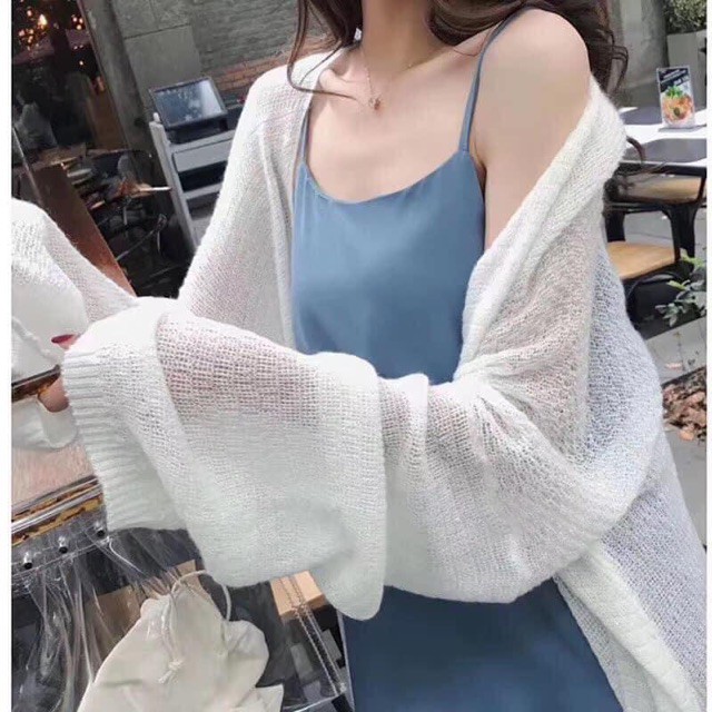Áo khoác Cadigan len mỏng phong cách Hàn Quốc