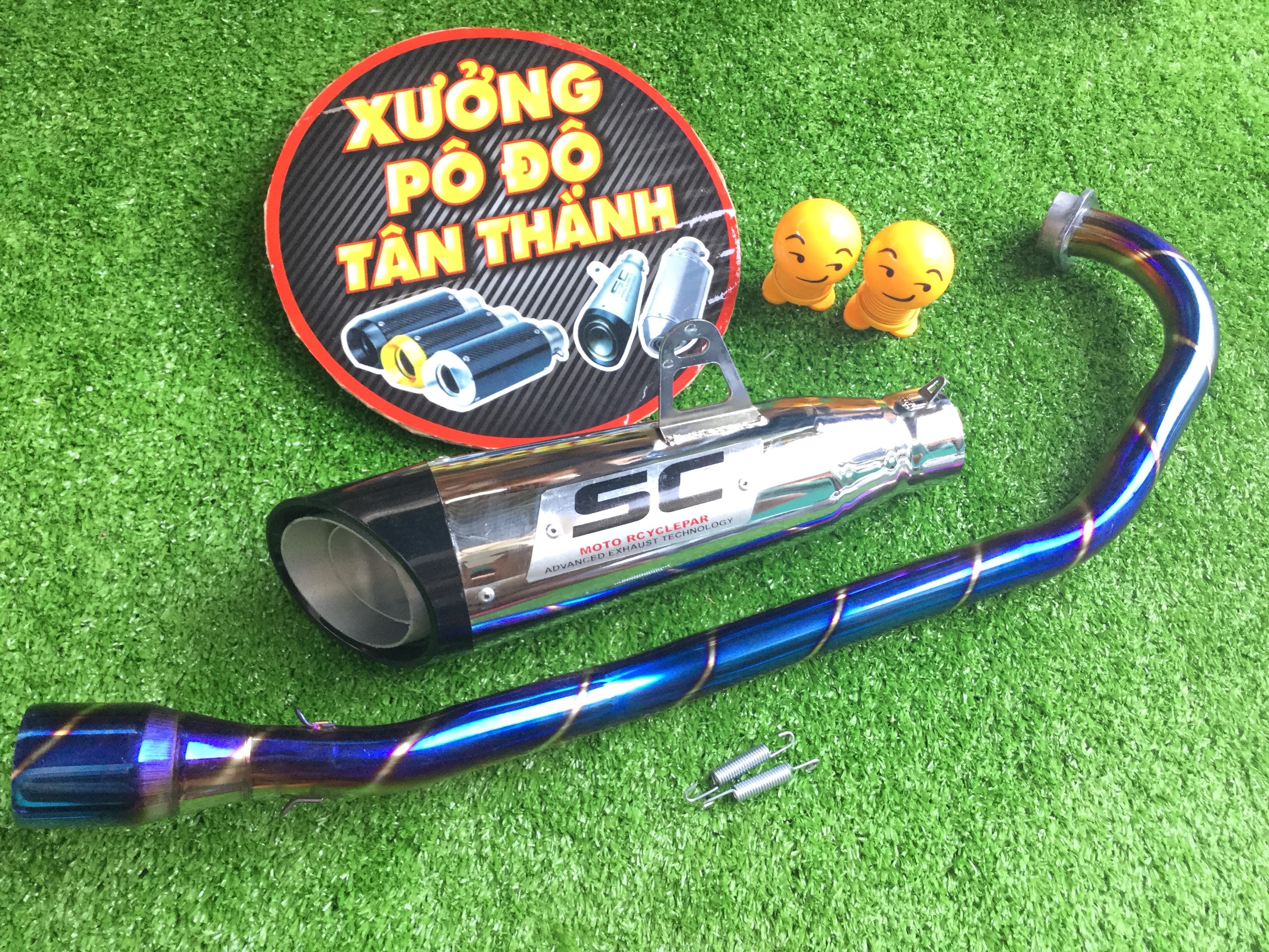 Bộ pô sc xéo đuôi đen mẫu mới full cổ titan exciter 135