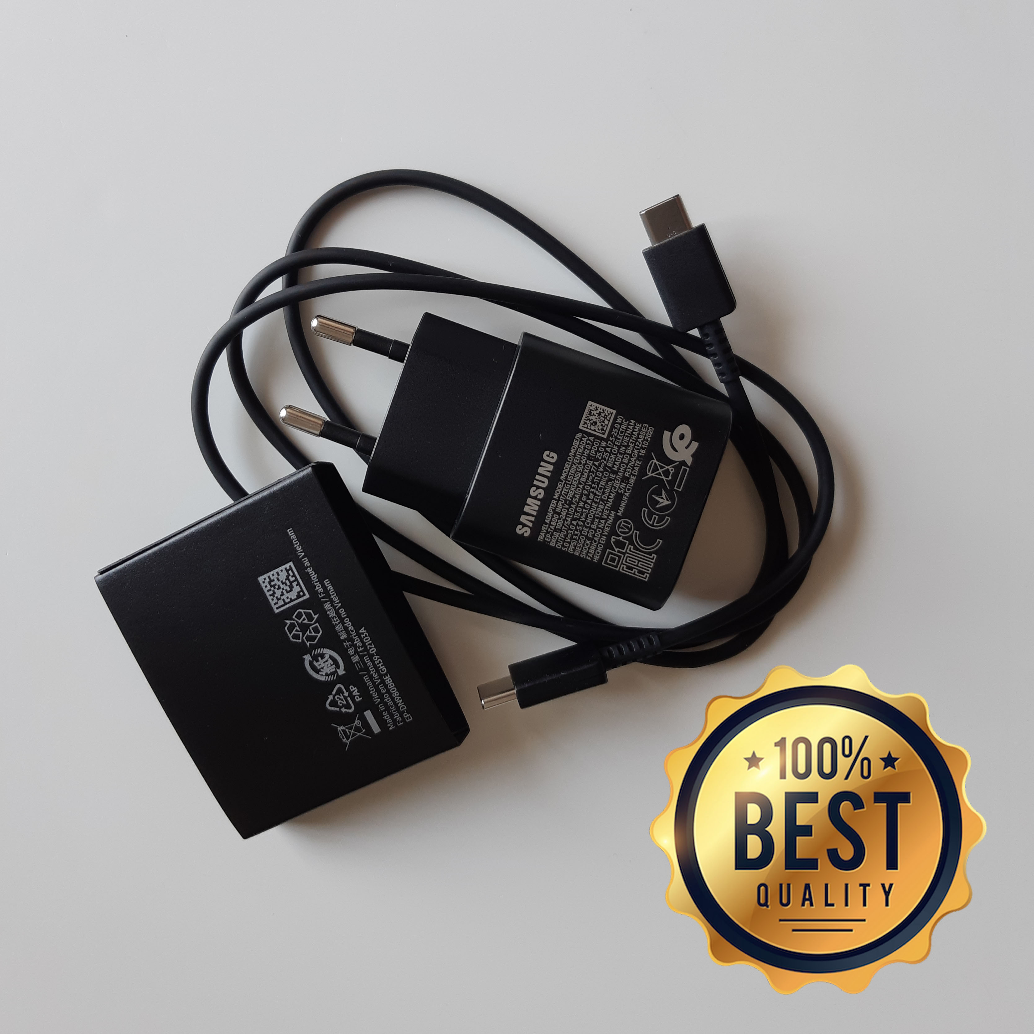 Bộ sạc ZIN 25W dùng cho Samsung S21 Ultra, S21 Plus, S21, Note 20, S20 Plus, S20, Note 10, S10 Plus, S10 (Cam kết Sạc ZIN) (Adaptor 25W đen nhám + Cable chuẩn C to C) (Super Fast Charging)