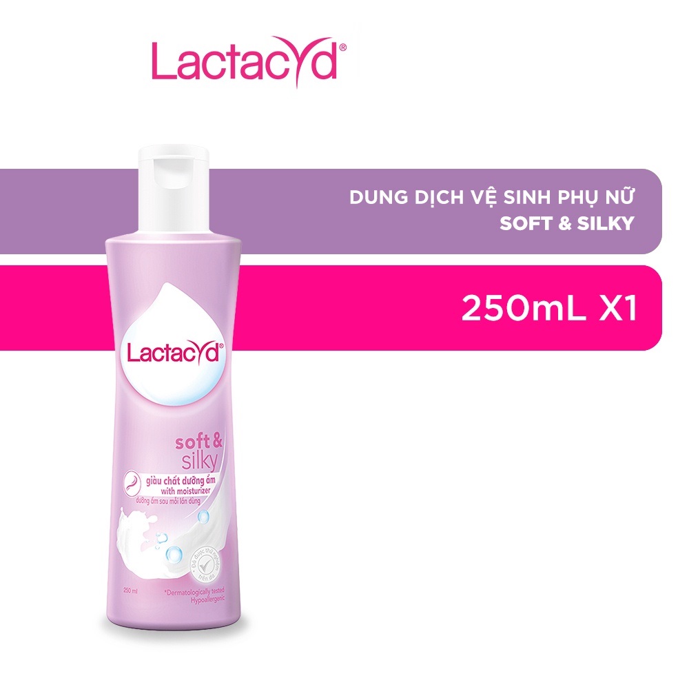 Dung dịch vệ sinh phụ nữ Lactacyd Soft & Silky dưỡng ẩm 250ml - Mỹ phẩm Mộc Lan