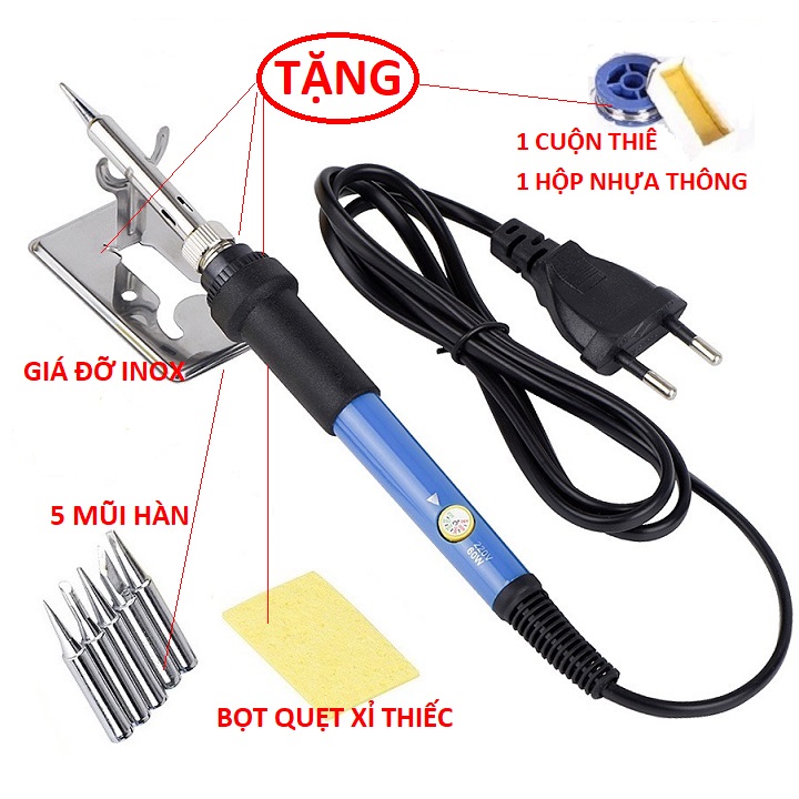 Máy hàn thiếc - Máy hàn chì chính hãng 60w đầy đủ phụ kiện như hình