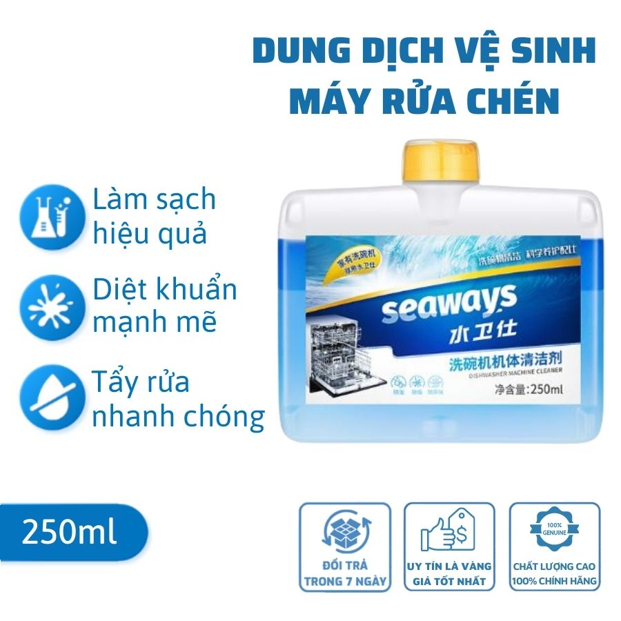 Dung dịch vệ sinh máy rửa chén Seaways - Chai 250ml / Nước rửa/ làm sạch máy rửa chén