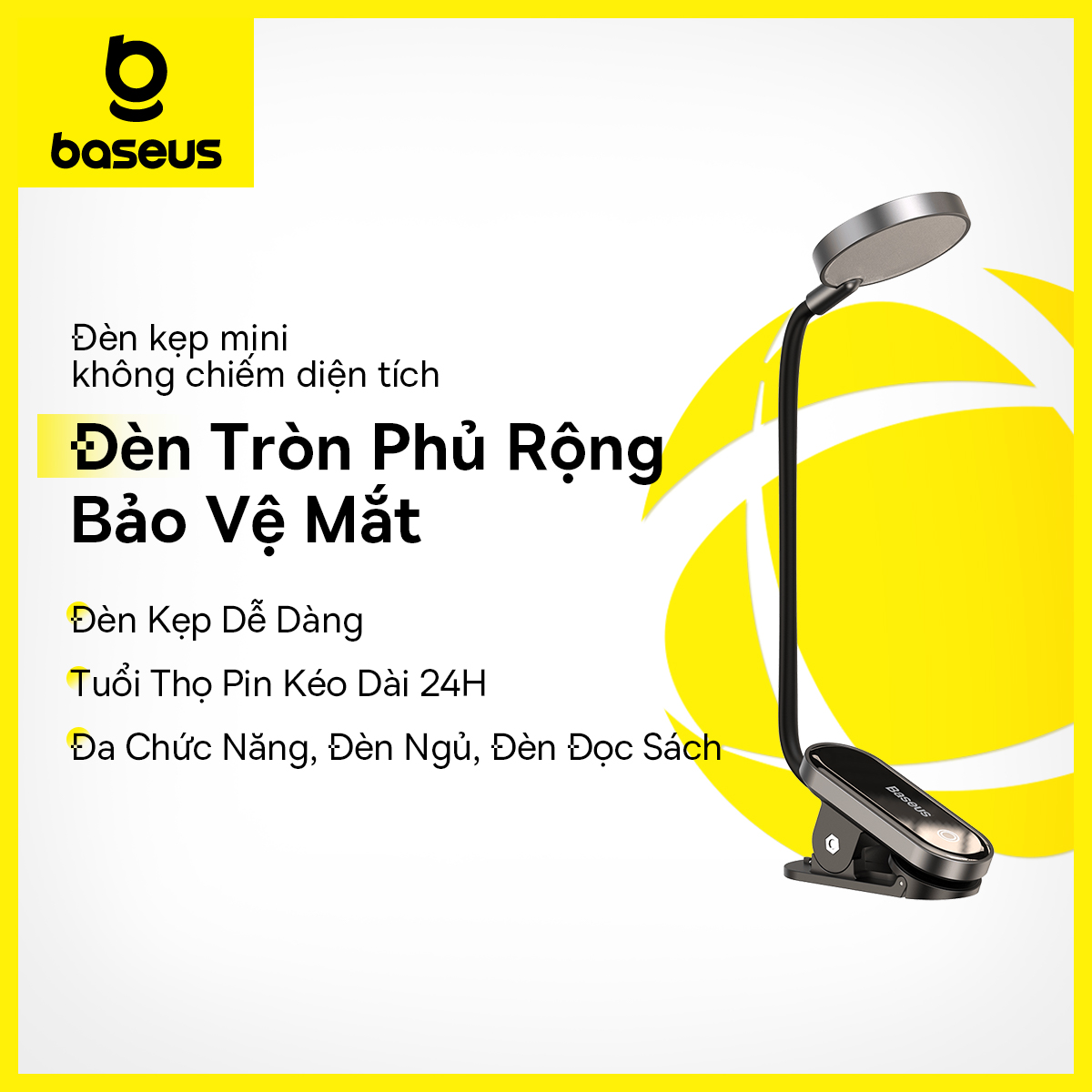 Đèn bàn LED kẹp Baseus Đèn bàn không dây có thể điều chỉnh độ sáng vô cấp Cảm ứng USB Đèn đọc sách có thể sạc lại Đèn ngủ LED Đèn máy tính xách tay cho gia đình, văn phòng, trẻ em