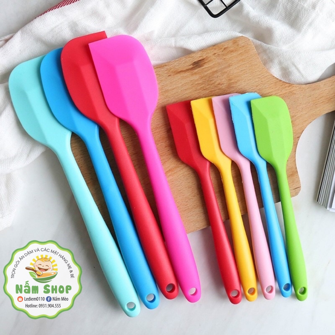 Phới dẹt vét bột Spatula Silicone dạng thìa đúc chịu nhiệt (Cây vét trộn bột silicon)