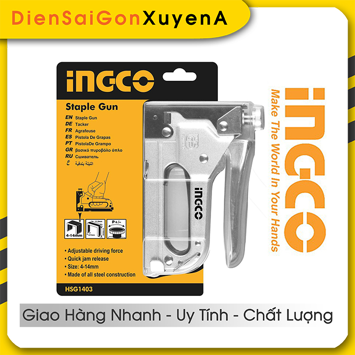 Kìm bấm đinh ghim gỗ điều chỉnh tăng lực 4-14mm ingco hsg1403