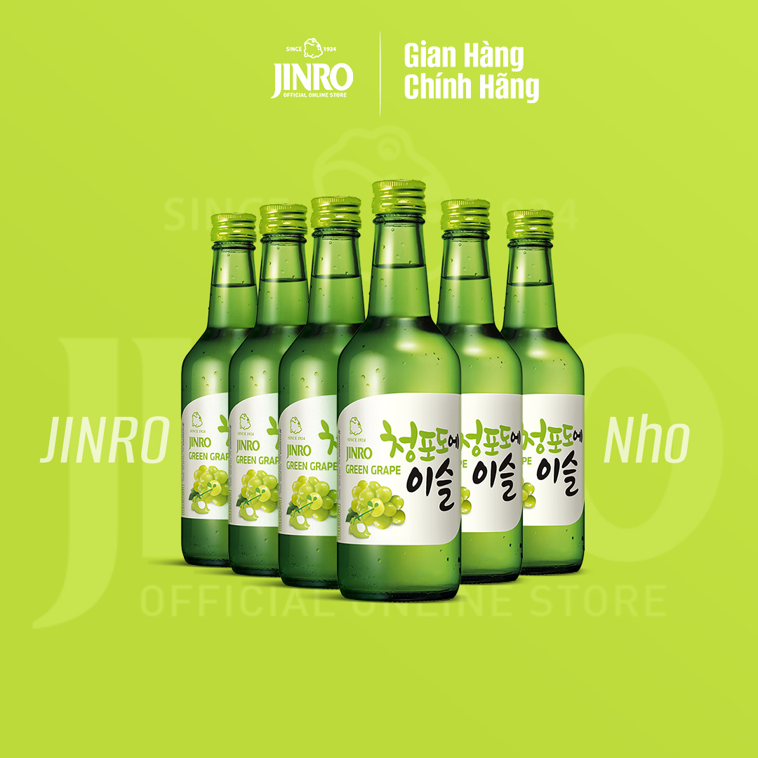 CHÍNH HÃNG Soju Hàn Quốc JINRO VỊ NHO 360ml - Hộp 6 chai