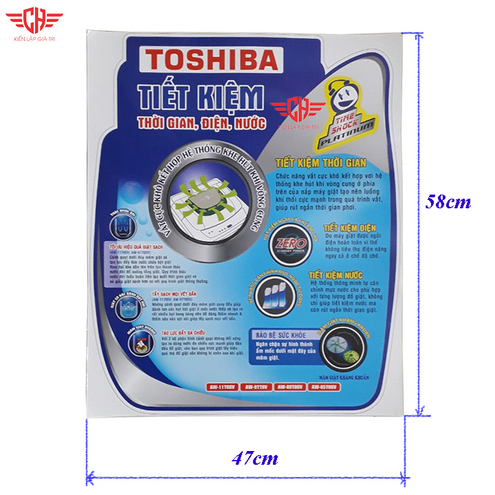 Tem dán máy giặt Toshiba MẪU 1