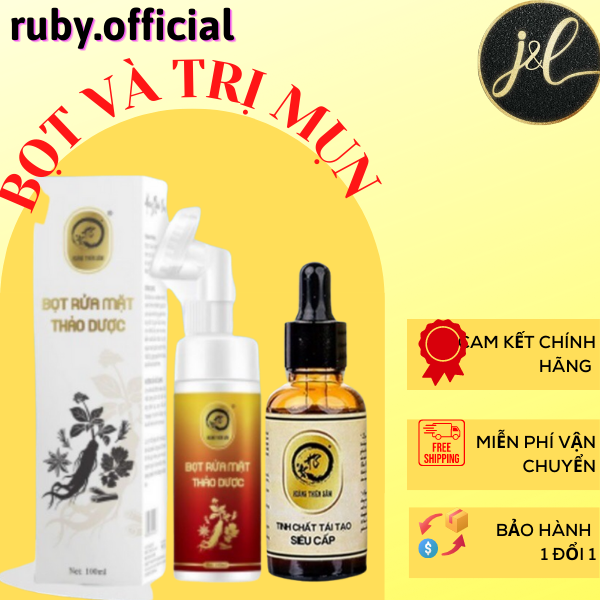 Serum giảm mụn thâm rỗ - combo hoàng thiên sâm tái tạo da tái tạo + bọt