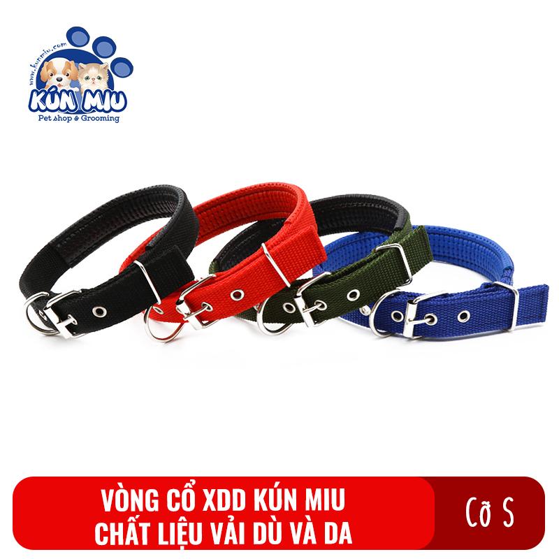 [Hoàn Tiền 10%] Vòng cổ cho chó XDD Kún Miu cỡ S chất liệu vải dù và da, kích cỡ 45*1.5cm