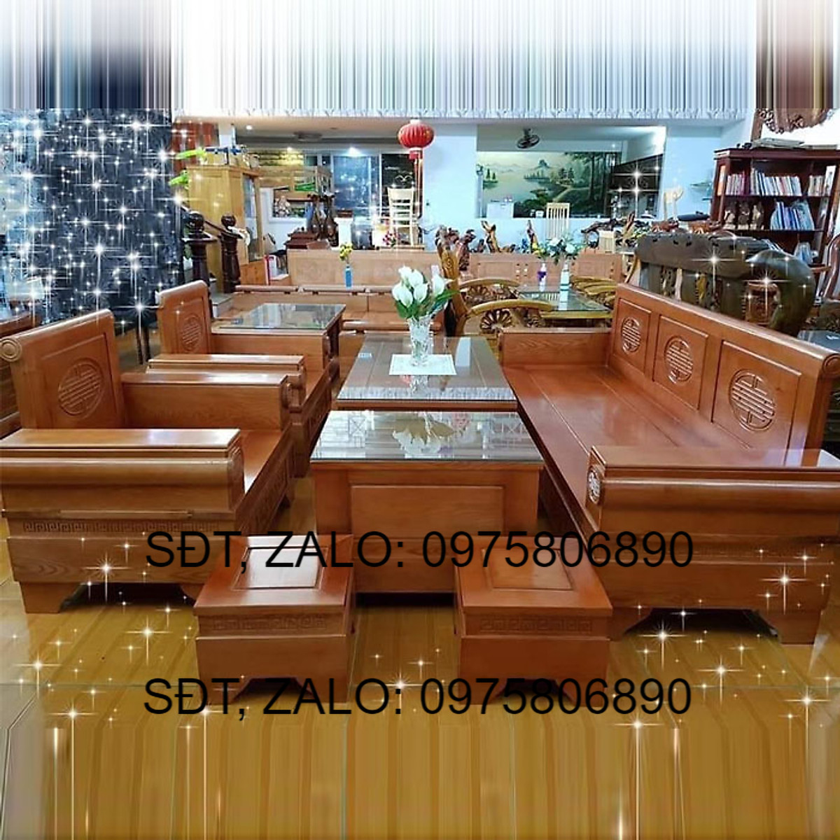Bàn Ghế Phòng Khách Gỗ Sồi Mẫu hàng dày chuẩn hàng xuất khẩu .