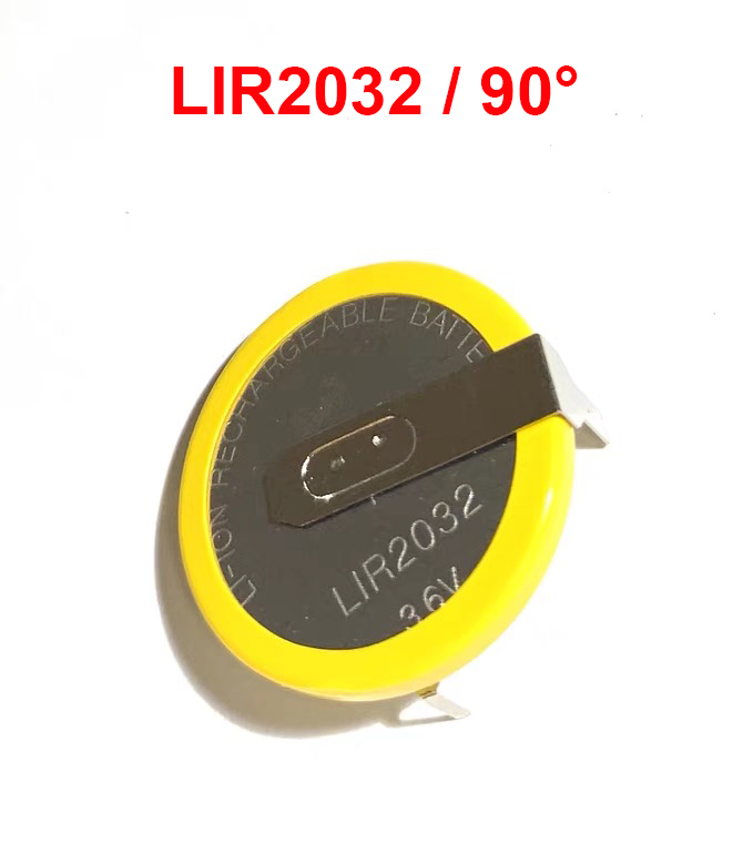 Pin sạc lir2032 3.6v chân hàn 90 độ