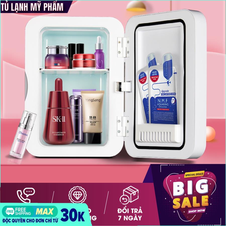 Tủ lạnh 8L - Tủ lạnh măt gương - Tủ lạnh đựng mỹ phẩm - Tủ lạnh , tủ mát mini 8 Lít, hai chiều nóng lạnh dùng cả trong nhà, trên oto, xe hơi Cao cấp,Tủ lạnh mini 2 chế độ nóng lạnh 8 lít