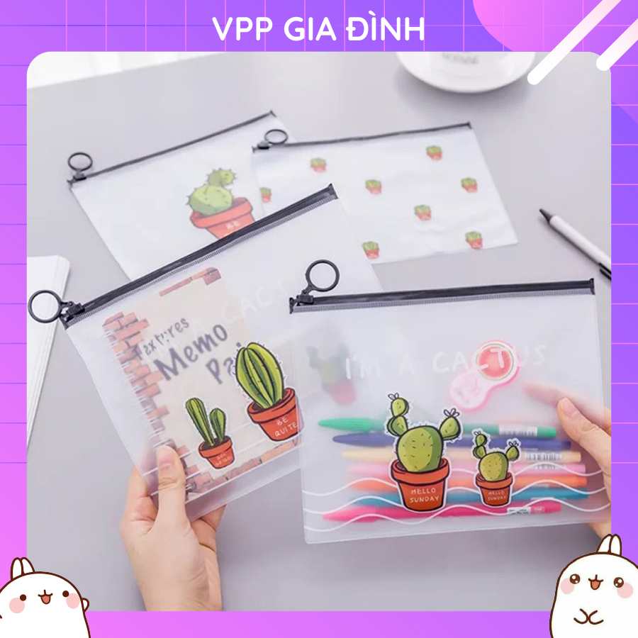 Túi zip đựng bút viết xương rồng