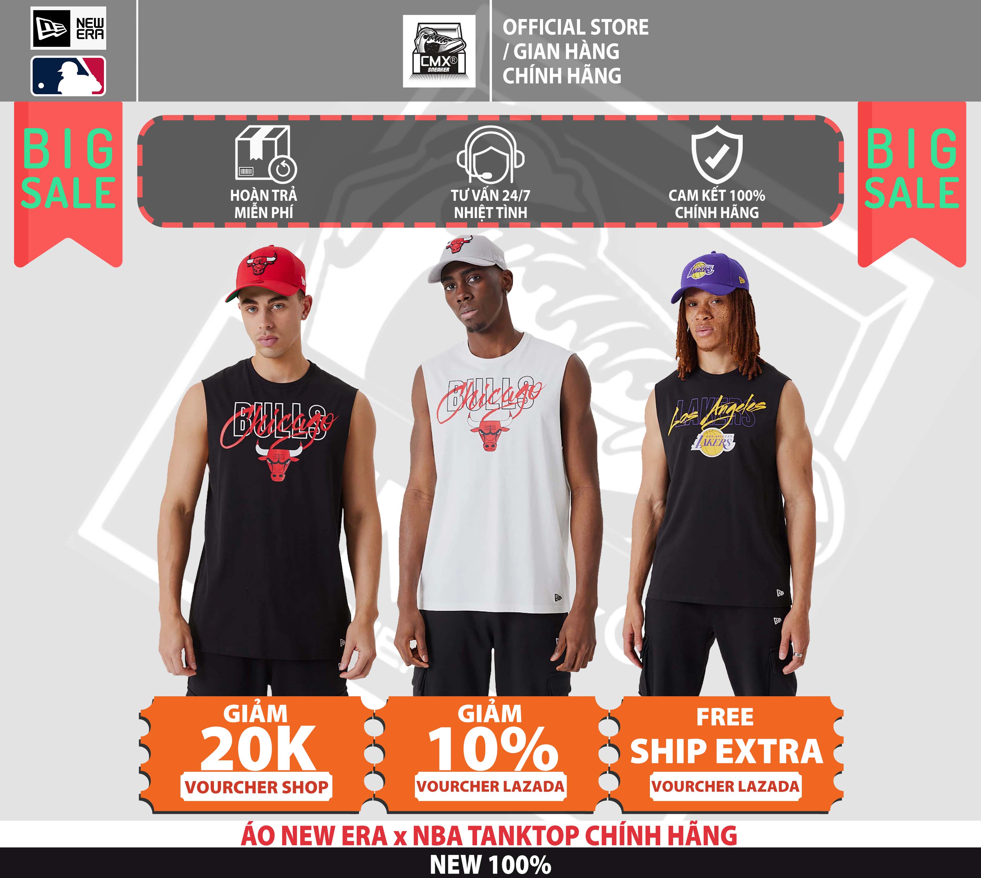 Áo thun thể thao tanktop new era x nba chính hãng - authentic 100%