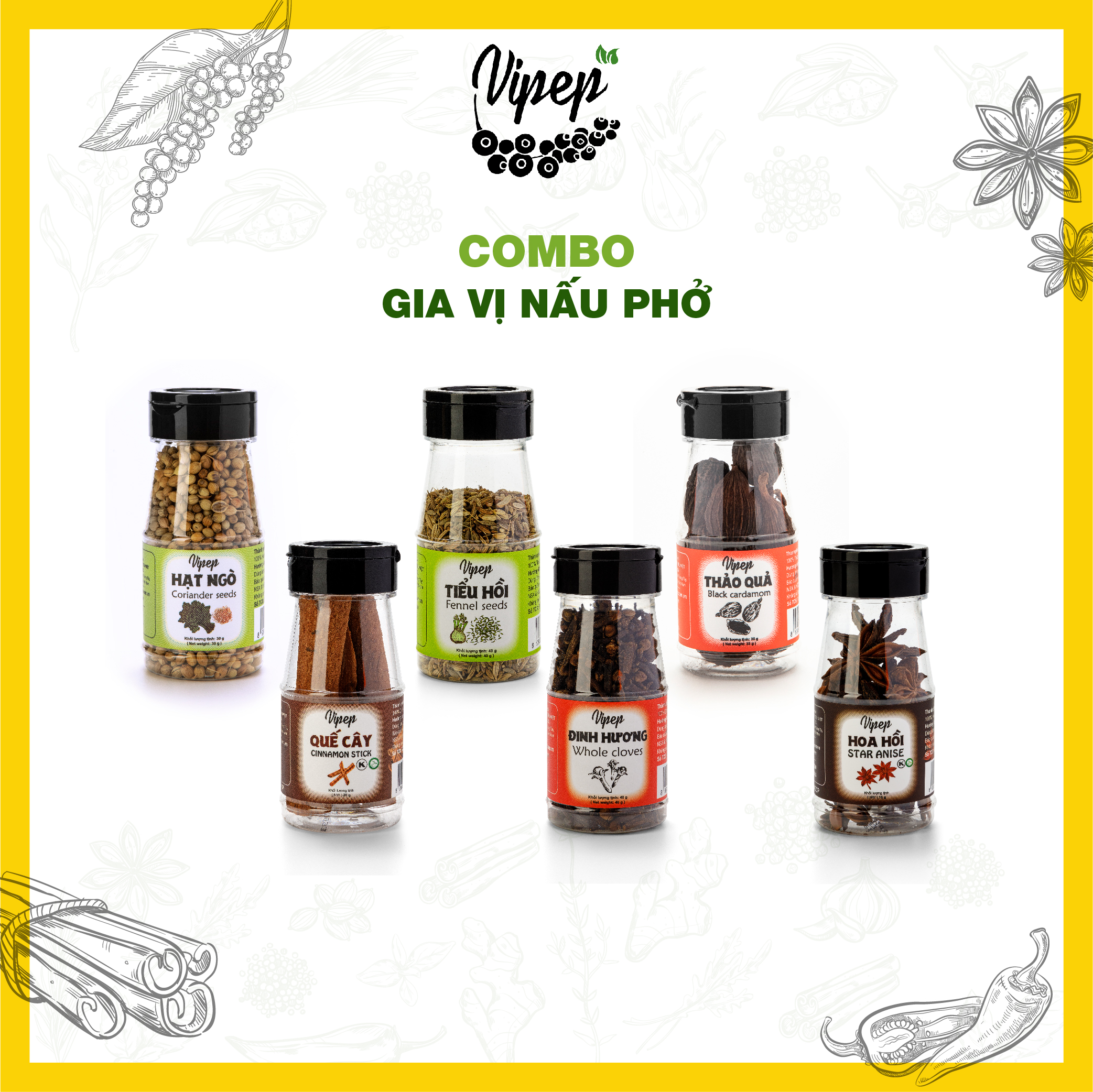 Set Gia vị nấu phở bò - phở gà Vipep tiện lợi nấu tại nhà