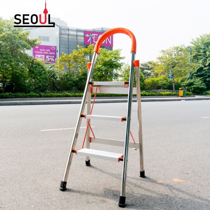 Thang nhôm ghế 3 bậc DAMITA DNS003 cao cấp Chính hãng Bảo Inox 304 nhôm EN131 bảo hành 36 tháng đổi trả 30 ngày