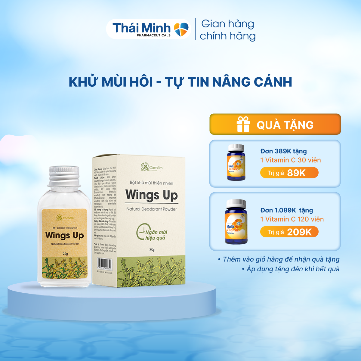 Bột khử mùi wings up khử mùi hôi chân hôi nách giảm tiết mồ hôi hôi cỏ mềm 25g
