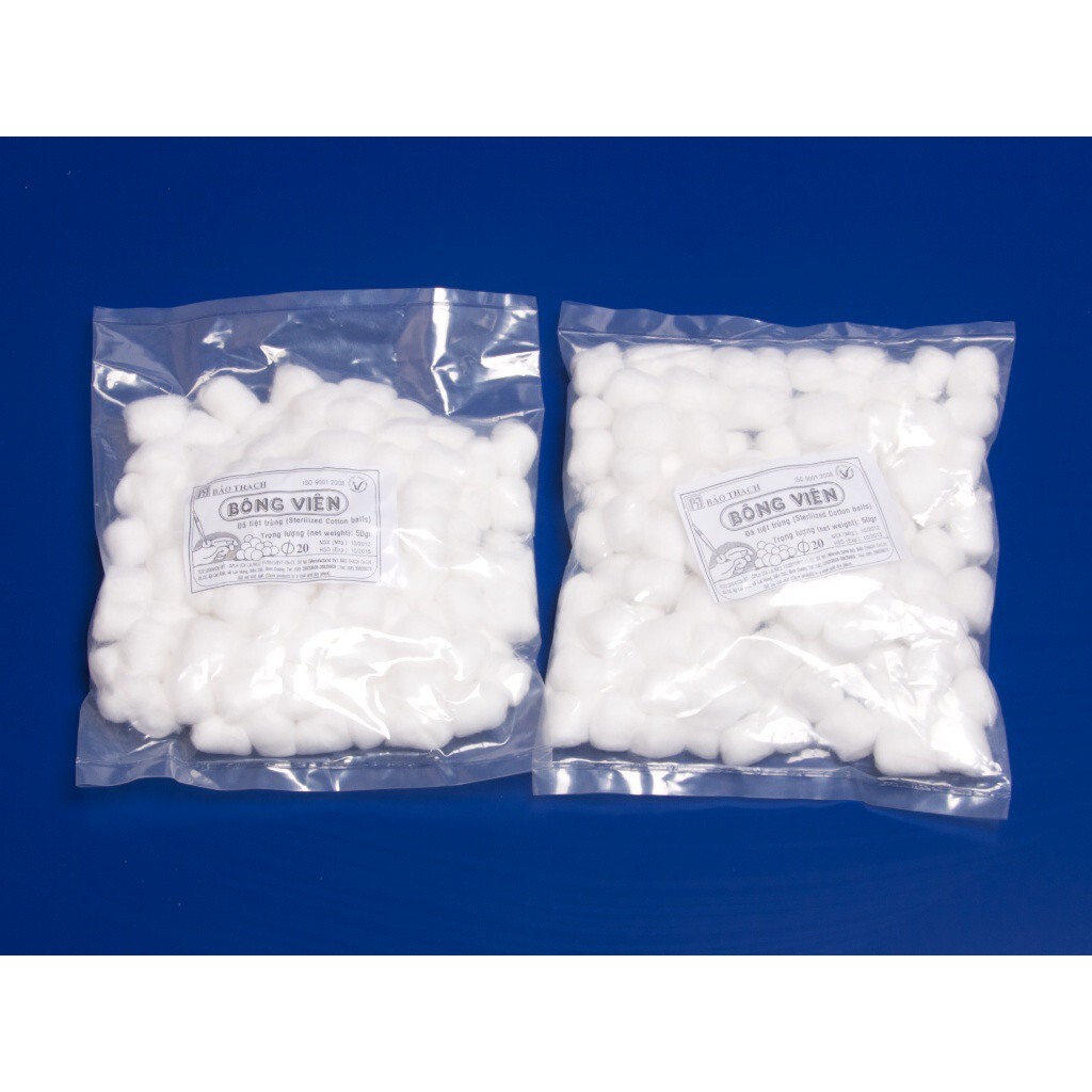 Bông gòn viên tiệt trùng gói 500gr Bảo Thạch - Gòn vô trùng