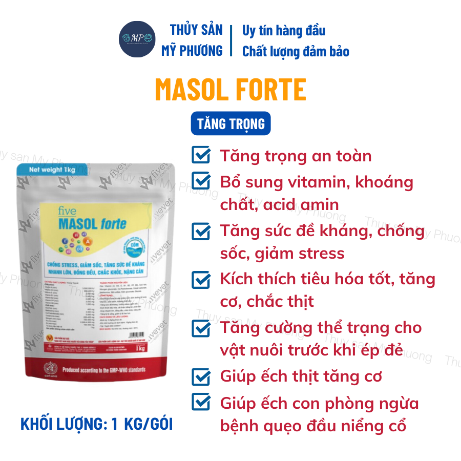 Siêu tăng trọng đạm thủy phân Masol Forte chắc thịt nặng cân chống sốc cho tôm thẻ cá lươn ếch ốc baba