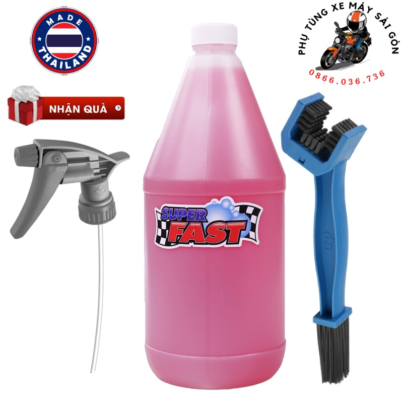 Nước rửa xe Super Fast 1 Lít rửa siêu sạch - Nhập khẩu Thái Lan [Tặng kèm vòi xịt]