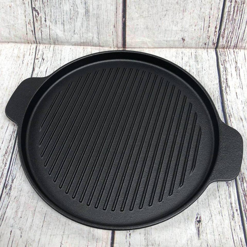 Chảo Gang Nướng Bếp 24cm Chống Dính Dùng Được Cho Các Loại Bếp Không Từ