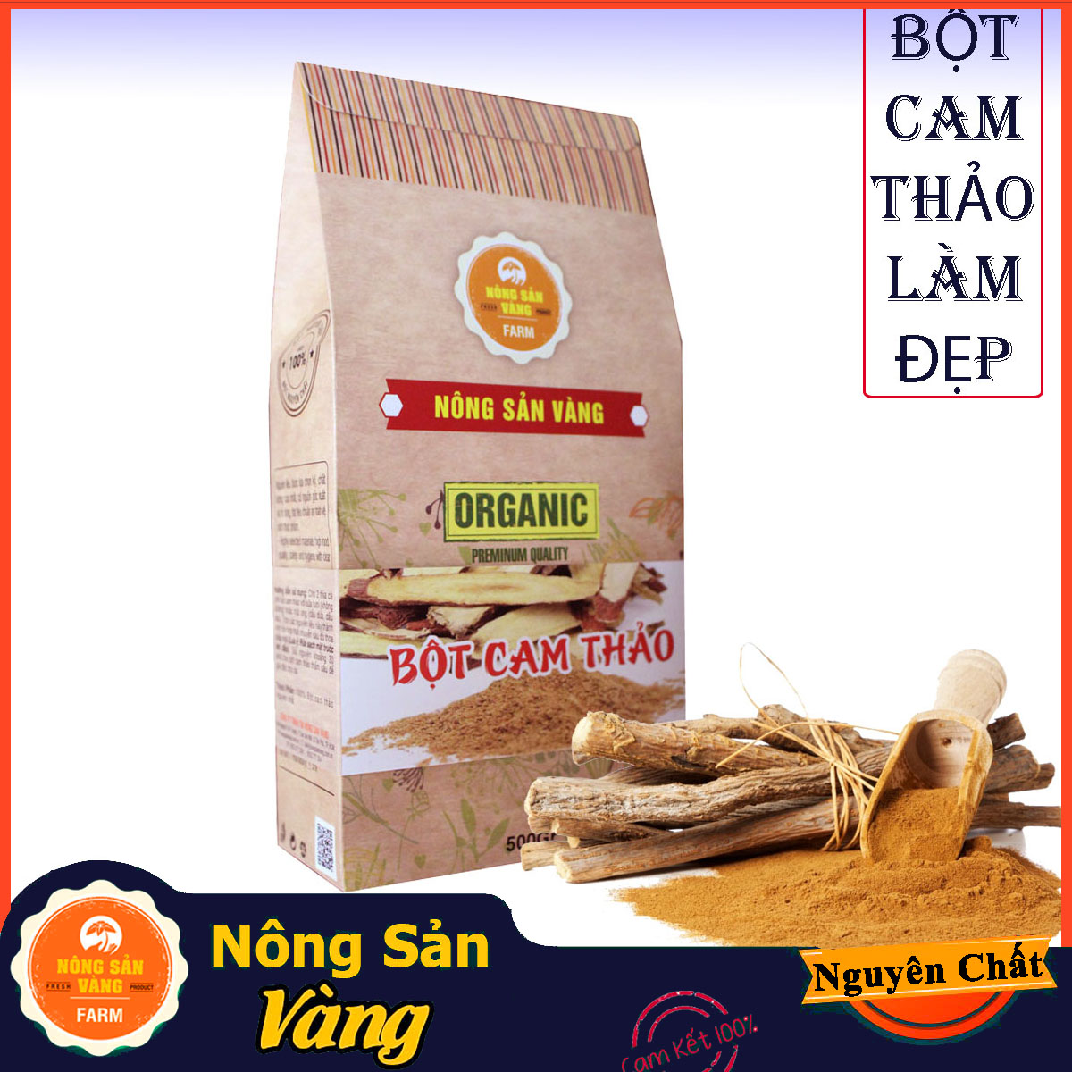 Bột Cam Thảo nguyên chất 500gr trắng da giảm mụn - Nông Sản Vàng