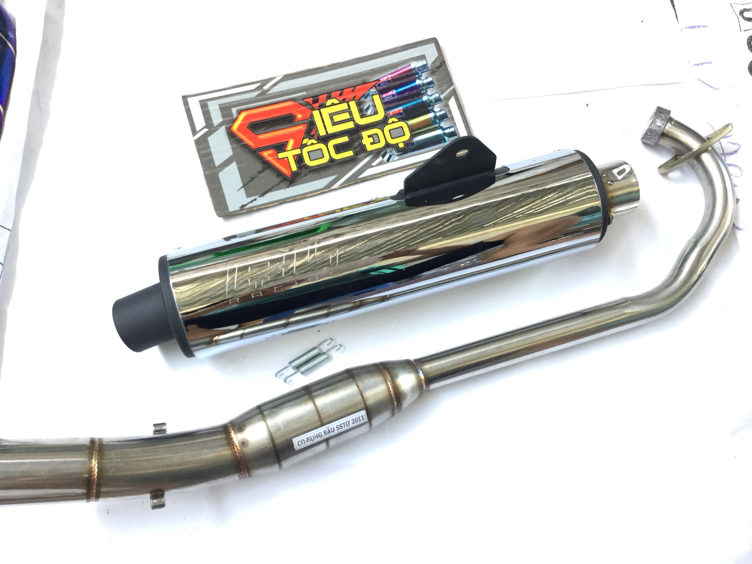 Lon Pô CBR móc ấm Đầu inox 304 - Cả cổ Bầu inox Exciter 135