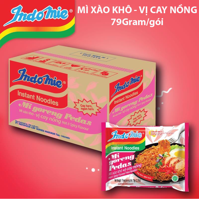 Thùng 40 gói mì indomie - vị cay nồng.