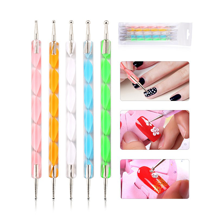 Bút chấm bi nail vẽ móng - Sét bút chấm bi làm nail 5 cây - Dụng cụ làm móng