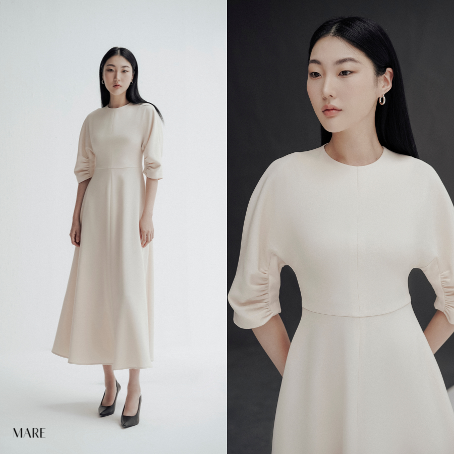 Mare - váy dài xoè a tay dúm - lina dress