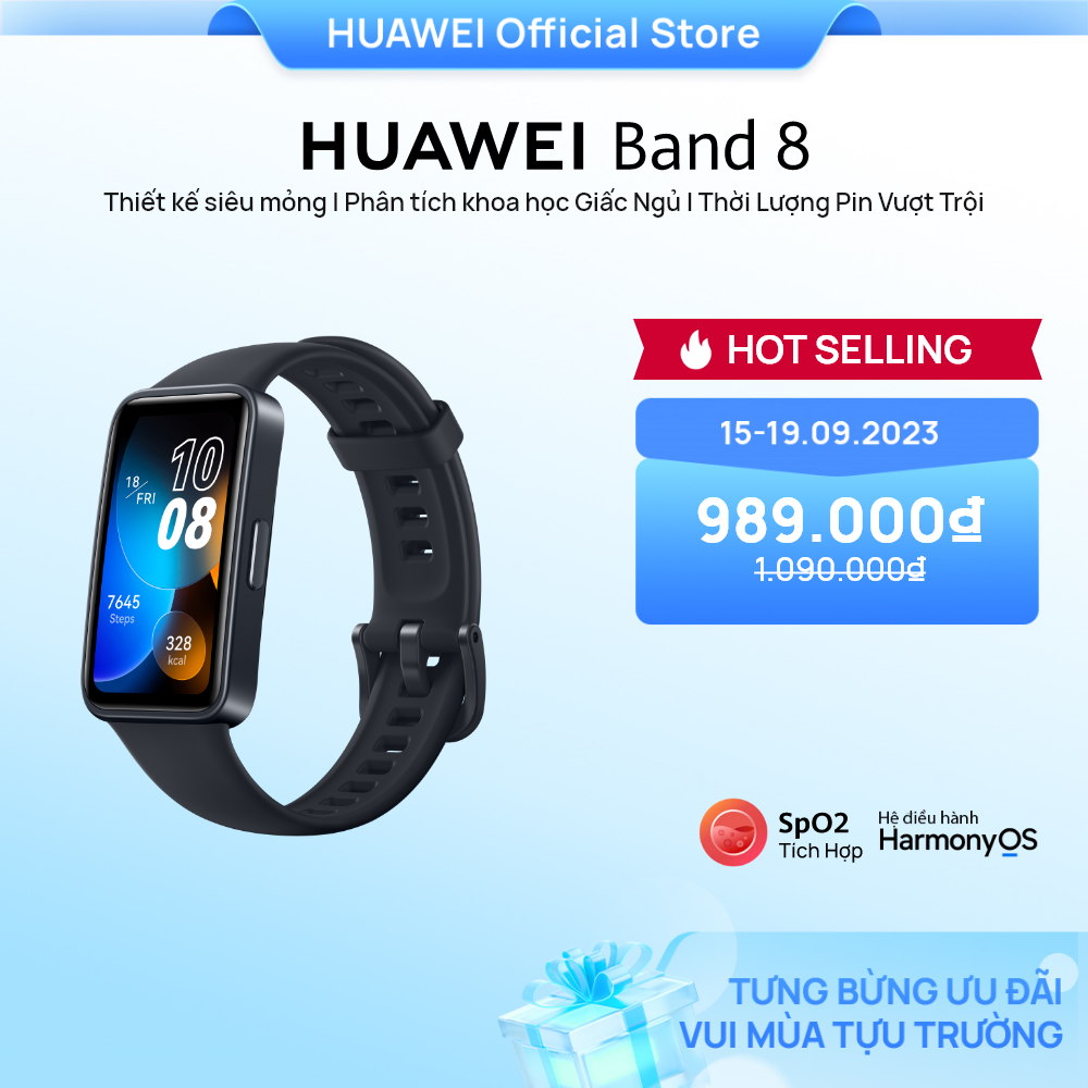 Vòng đeo tay thông minh HUAWEI Band 8 Thiết kế siêu mỏng Phân tích khoa học Giấc Ngủ Thời Lượng Pin Vượt Trội