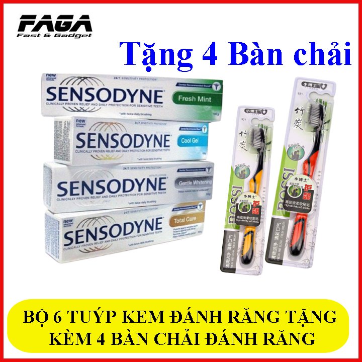 Combo 6 tuýp kem đánh răng Thái Lan tặng kèm 4 bàn chải đánh răng
