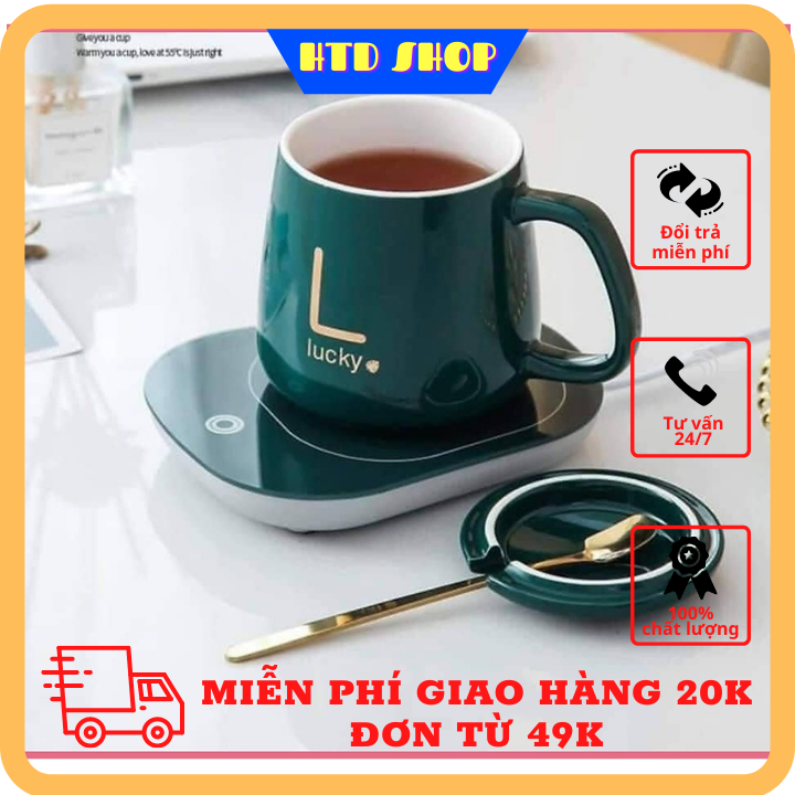 Bộ Cốc Hâm Nóng Đồ Uống Tự Động - Tặng Kèm Thìa Mạ Vàng Có Hộp Sang Trọng - Ly Hâm Nóng