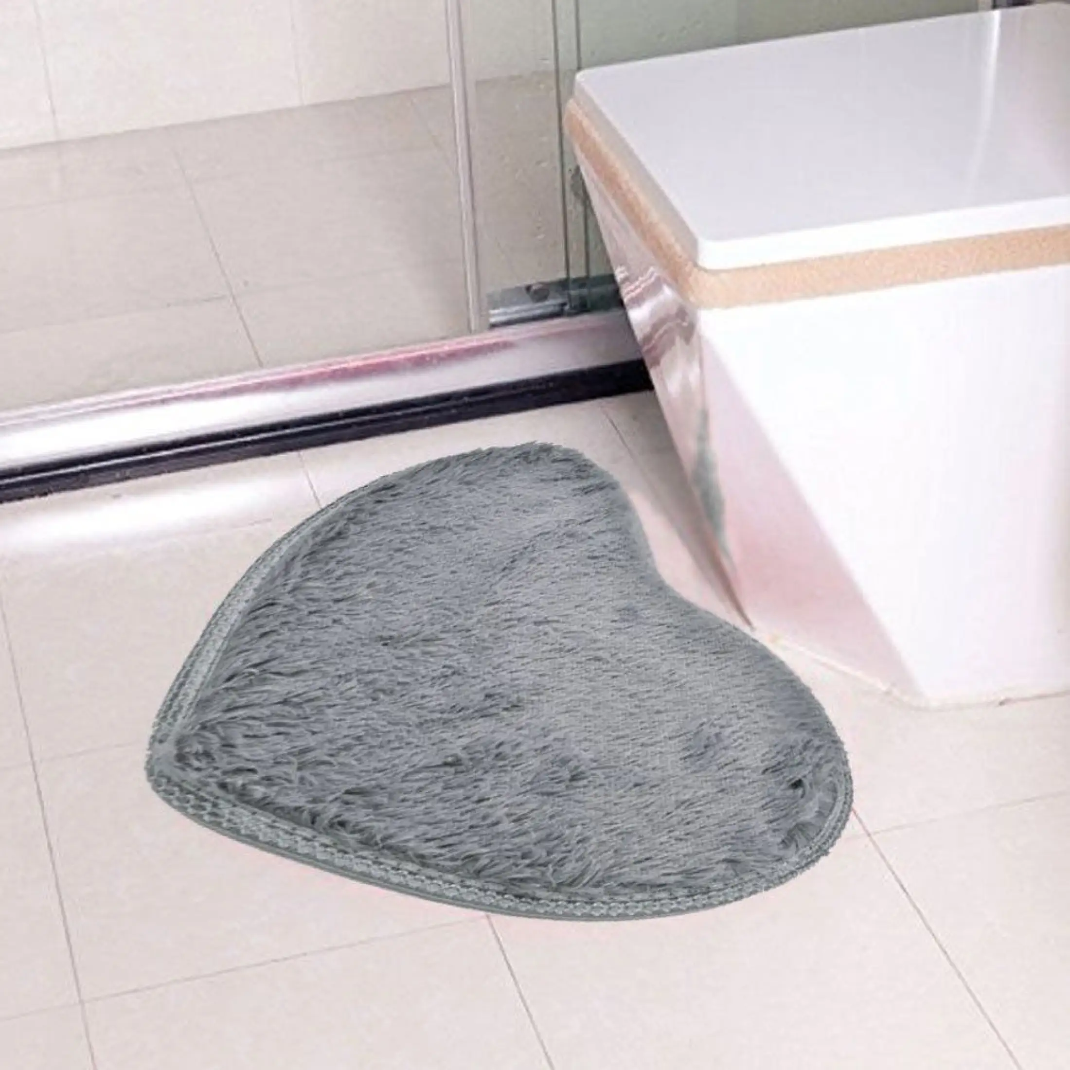40x30cm Shower Plush Soft Nonslip Flannel Carpet Heart Mat Bath Rug Memory Foam