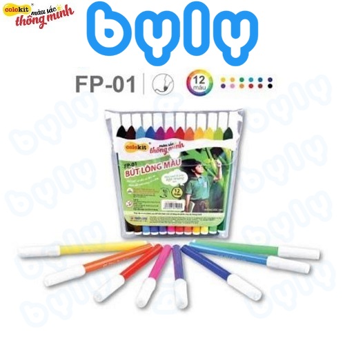 Bút lông màu fiber pen colokit fp-01 vỉ 12 màu, sản phẩm thiên long - byly store