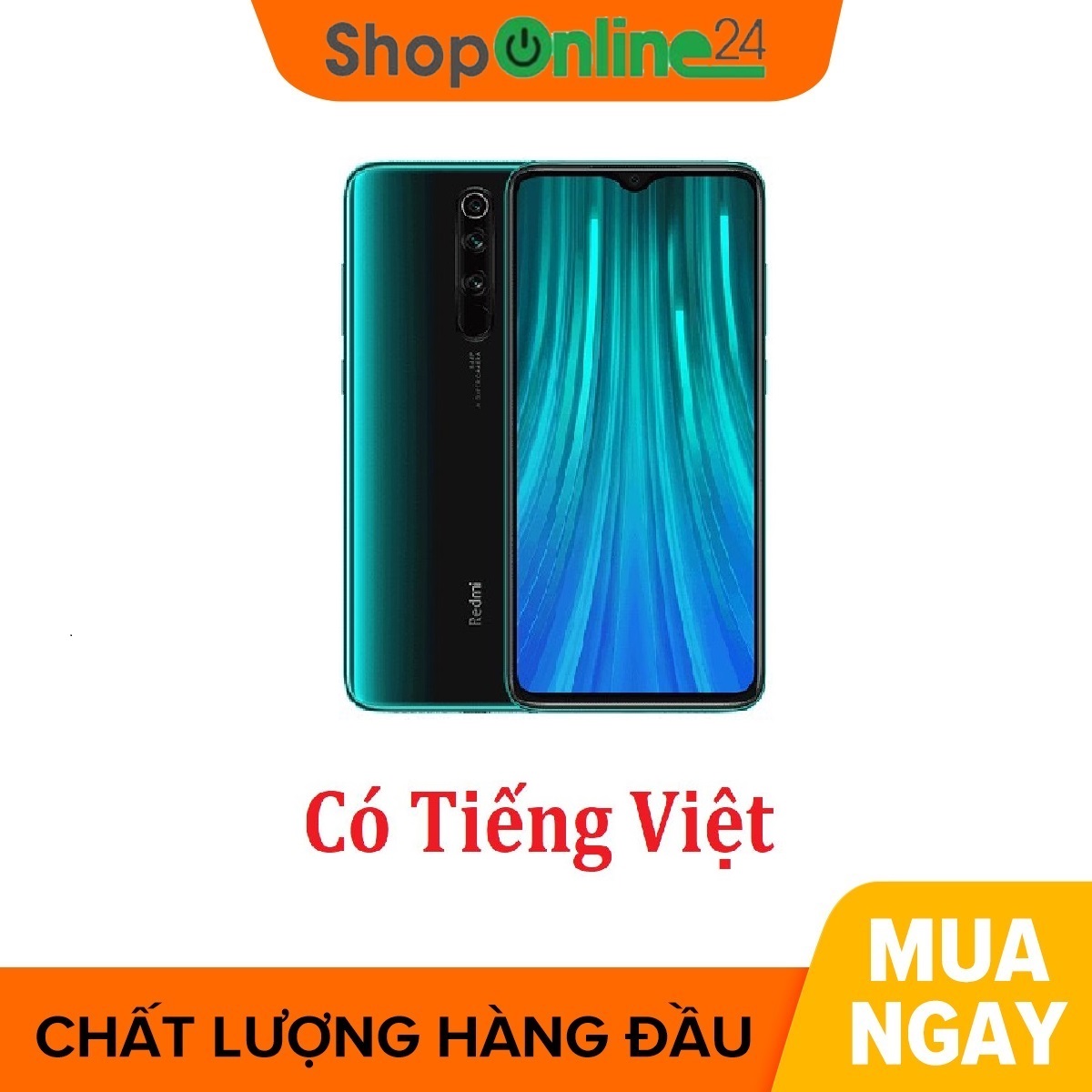 [Trả góp 0%]Xiaomi Redmi Note 8 Pro 128GB Ram 6GB Android 9.0 màn hình Full HD+ 6.3 Inch 4 camera chụp ảnh sắc nét quay video 4K pin 4500 mAh chip 8 nhân tặng kèm + Ốp lưng + Cường lực + Tai nghe - Shop Online 24 - Hàng